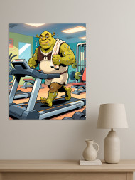 Holstga bosilgan poster &quot;Shrek yugurish yo‘lagida&quot;