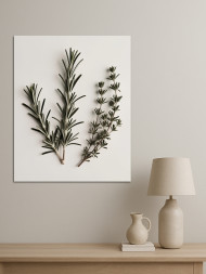 Holstga bosilgan poster &quot;Yorugʻ fonda rozmarin va timyan&quot;