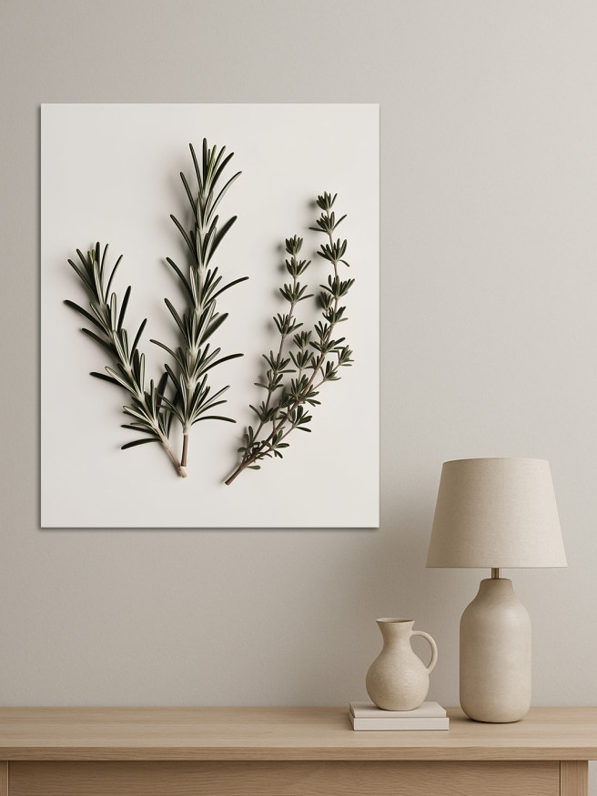 Holstga bosilgan poster &amp;quot;Yorugʻ fonda rozmarin va timyan&amp;quot;