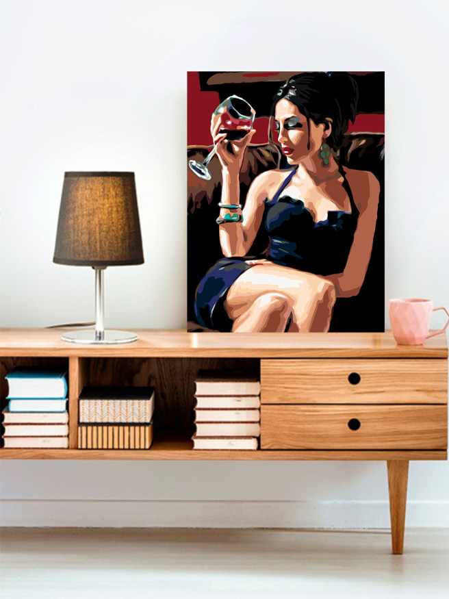 Raqamlar bo&amp;#039;yicha rasm &amp;quot;Bir stakan sharob bilan qiz&amp;quot;