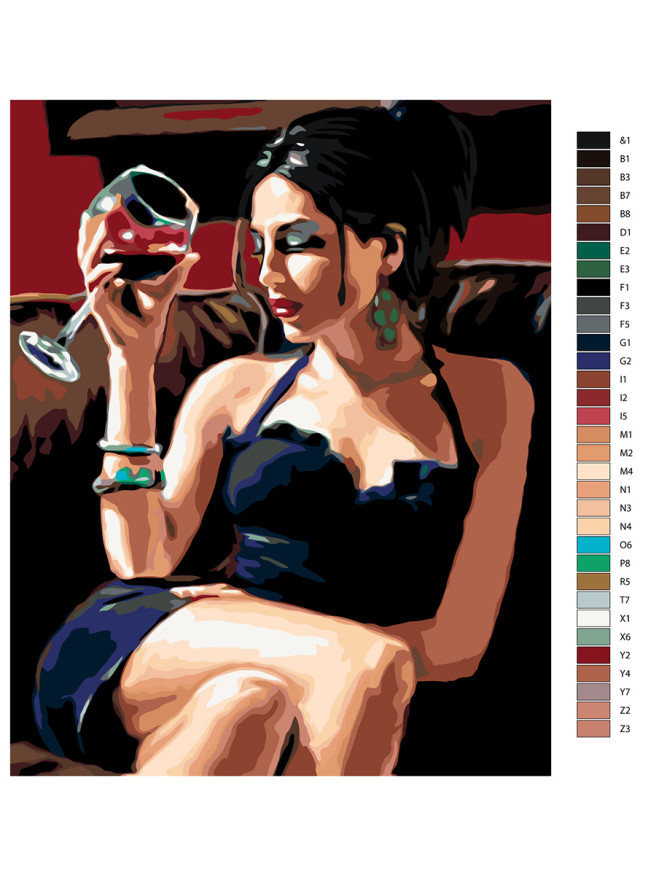 Raqamlar bo&amp;#039;yicha rasm &amp;quot;Bir stakan sharob bilan qiz&amp;quot;