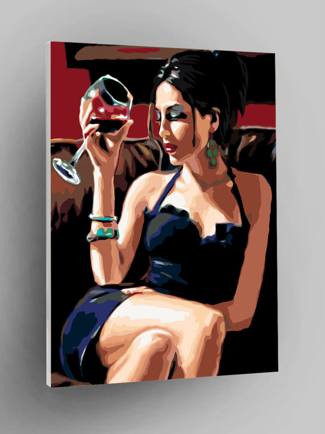 Raqamlar bo&amp;#039;yicha rasm &amp;quot;Bir stakan sharob bilan qiz&amp;quot;