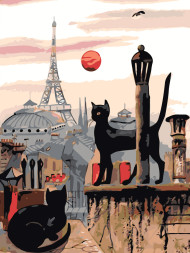 Raqamlar bo'yicha rasm "Tomdagi mushuklar"