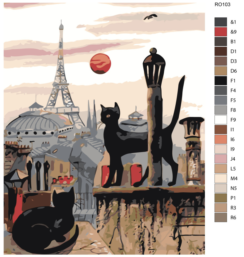 Raqamlar bo&amp;#039;yicha rasm &amp;quot;Tomdagi mushuklar&amp;quot;