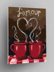 Raqamlar bo'yicha rasm "Ikki chashka qahva"