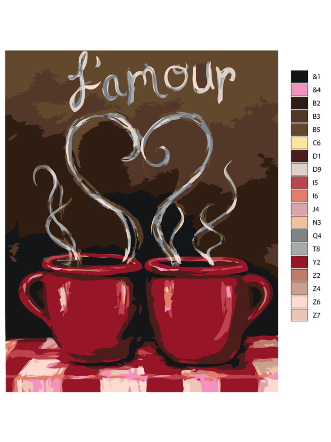 Raqamlar bo&amp;#039;yicha rasm &amp;quot;Ikki chashka qahva&amp;quot;