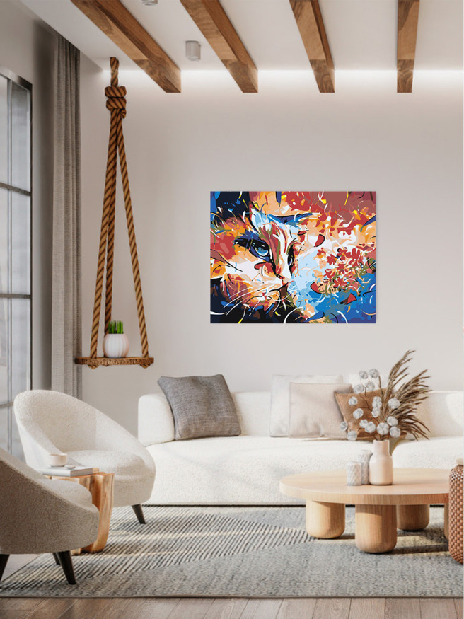 Raqamlar bo&amp;#039;yicha rasm &amp;quot;Gullar bilan mushuk&amp;quot;