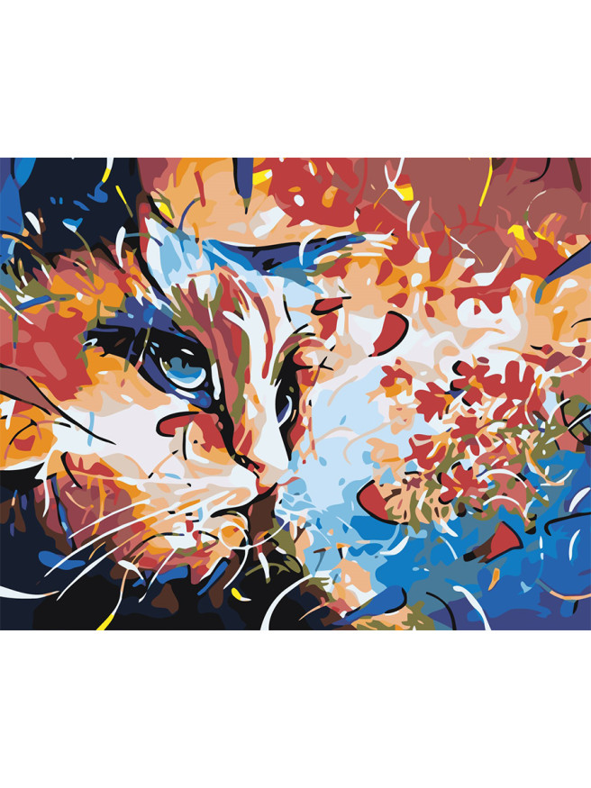 Raqamlar bo&amp;#039;yicha rasm &amp;quot;Gullar bilan mushuk&amp;quot;