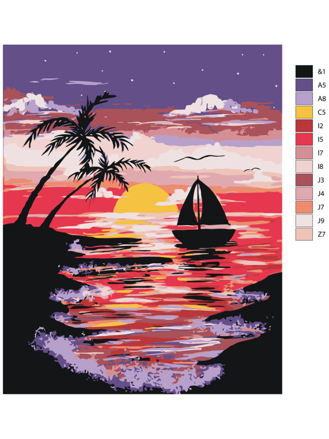 Картина по номерам &amp;quot;Закат на море&amp;quot;