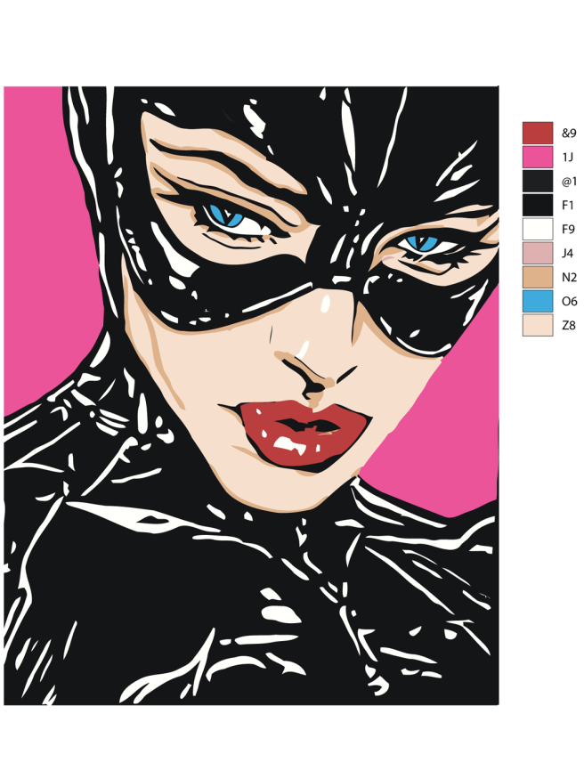 Флуоресцентная картина по номерам &amp;quot;Портрет Женщины-кошки&amp;quot;