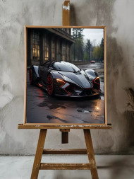 Holstga bosilgan poster &quot;Quyosh botishida qora superkar&quot;