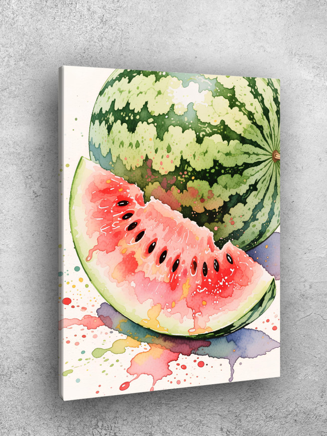 Holstga bosilgan poster &amp;quot;Akvarel bo‘yoqlarda tarvuz&amp;quot;