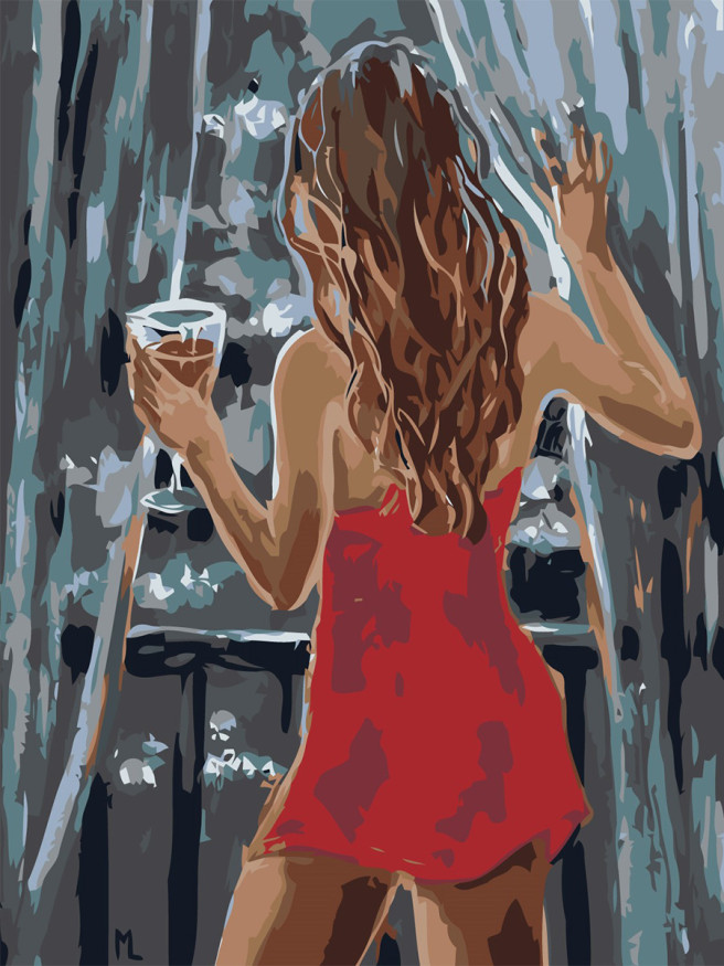 Raqamlar bo&amp;#039;yicha rasm &amp;quot;Deraza oldida qiz&amp;quot;