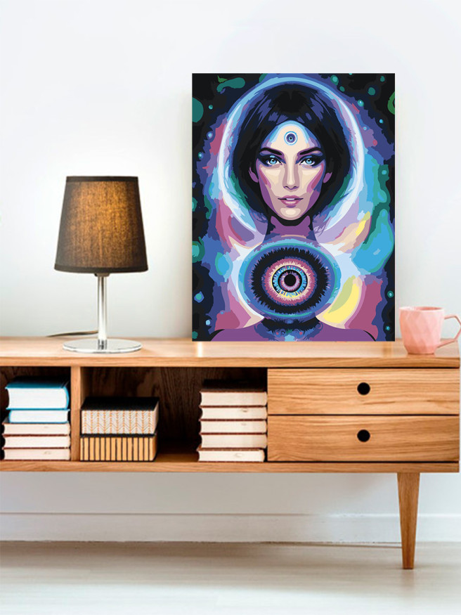 Флуоресцентная картина по номерам &amp;quot;Всевидящая женщина&amp;quot;