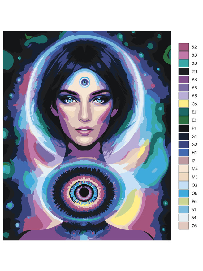 Флуоресцентная картина по номерам &amp;quot;Всевидящая женщина&amp;quot;
