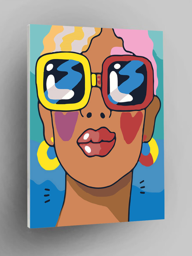 Картина по номерам &amp;quot;Девушка в разноцветных очках&amp;quot;
