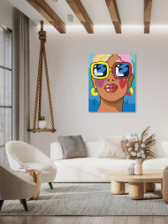 Картина по номерам &amp;quot;Девушка в разноцветных очках&amp;quot;