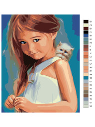 Raqamlar bo&#039;yicha rasm &quot;Mushukcha bilan qiz&quot;