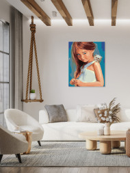 Raqamlar bo&#039;yicha rasm &quot;Mushukcha bilan qiz&quot;