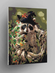 Картина по номерам &amp;quot;Енот в шапке&amp;quot;