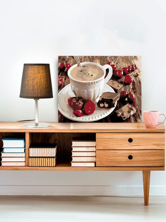 Картина по номерам &amp;quot;Чашка кофе с шоколадом&amp;quot;