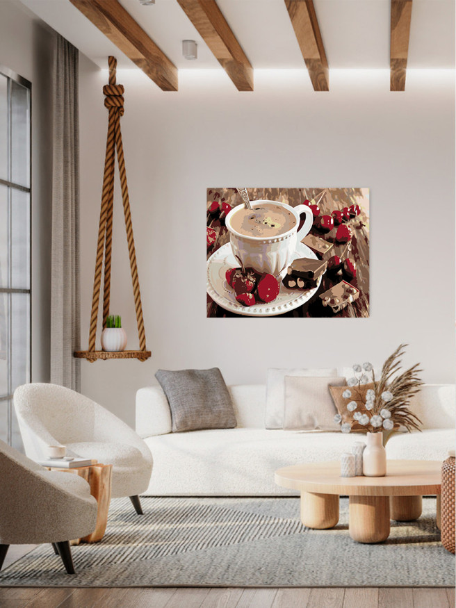 Картина по номерам &amp;quot;Чашка кофе с шоколадом&amp;quot;