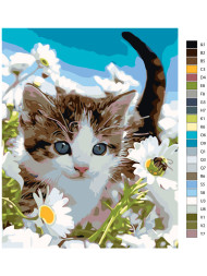 Raqamlar bo'yicha rasm "Gul bog'idagi mushukcha"