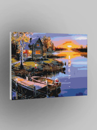 Raqamlar bo'yicha rasm "Daryo bo'yida kun botishi"