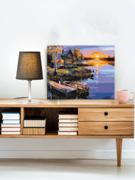 Raqamlar bo'yicha rasm "Daryo bo'yida kun botishi"