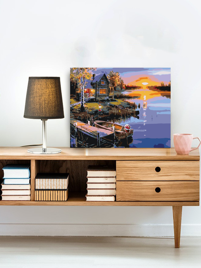 Картина по номерам &amp;quot;Закат у реки&amp;quot;