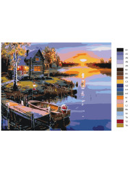 Raqamlar bo'yicha rasm "Daryo bo'yida kun botishi"