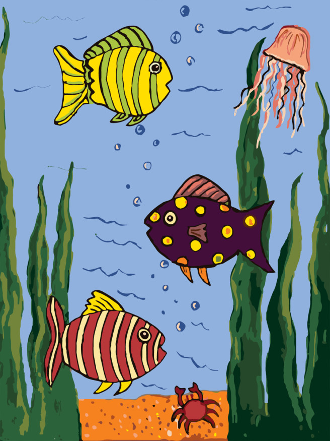 Raqamlar bo&amp;#039;yicha rasm &amp;quot;Chizilgan baliqchalar&amp;quot;