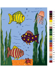 Raqamlar bo'yicha rasm "Chizilgan baliqchalar"