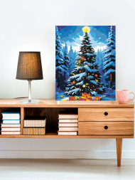 Raqamlar bo'yicha rasm "Rojdestvo daraxti sovg'alar bilan"