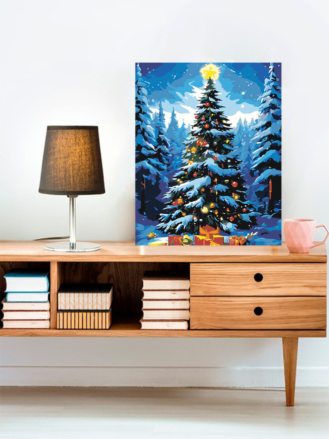 Raqamlar bo&amp;#039;yicha rasm &amp;quot;Rojdestvo daraxti sovg&amp;#039;alar bilan&amp;quot;