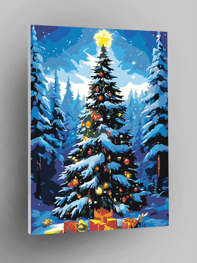 Raqamlar bo&amp;#039;yicha rasm &amp;quot;Rojdestvo daraxti sovg&amp;#039;alar bilan&amp;quot;