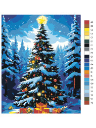 Raqamlar bo'yicha rasm "Rojdestvo daraxti sovg'alar bilan"