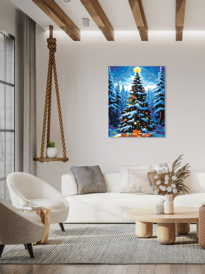 Raqamlar bo&amp;#039;yicha rasm &amp;quot;Rojdestvo daraxti sovg&amp;#039;alar bilan&amp;quot;