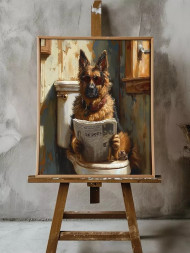 Постер на холсте &amp;quot;Пёс в туалете с газетой&amp;quot;