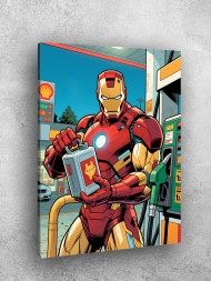 Постер на холсте &amp;quot;Железный человек на заправке&amp;quot;