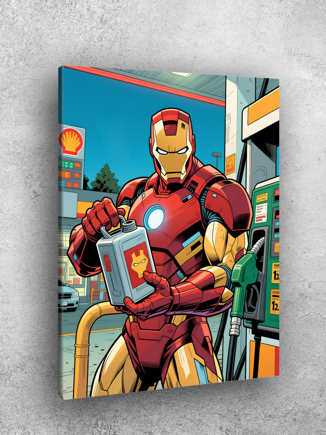 Постер на холсте &amp;quot;Железный человек на заправке&amp;quot;