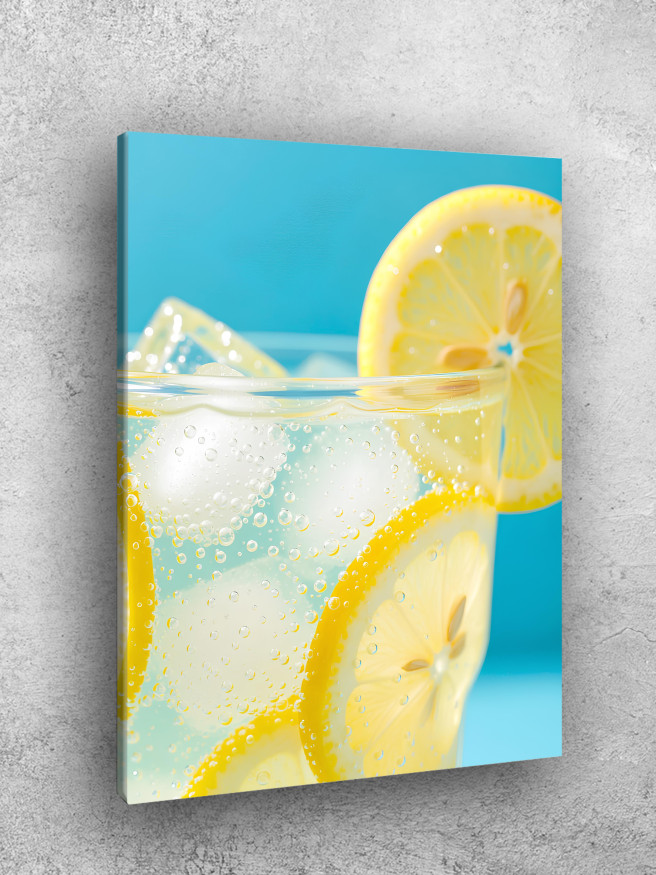 Постер на холсте &amp;quot;Лимонад со льдом и дольками лимона&amp;quot;