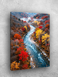 Постер на холсте &amp;quot;Горная река в осеннем лесу&amp;quot; 