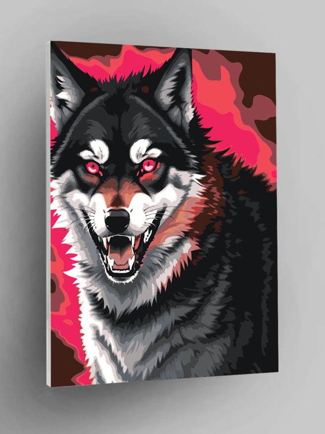 Флуоресцентная картина по номерам &amp;quot;Кровожадный волк&amp;quot;