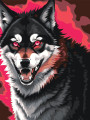 Флуоресцентная картина по номерам &amp;quot;Кровожадный волк&amp;quot;