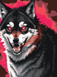 Флуоресцентная картина по номерам &amp;quot;Кровожадный волк&amp;quot;