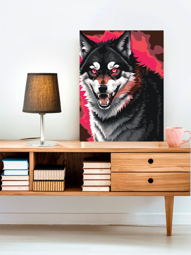 Флуоресцентная картина по номерам &amp;quot;Кровожадный волк&amp;quot;