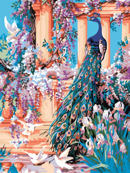 Raqamlar bo'yicha rasm "Bog'dagi tovus"