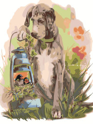 Raqamlar bo&#039;yicha rasm &quot;Qushlar bilan it&quot;