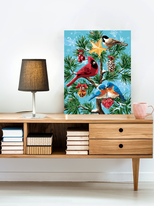 Raqamlar bo&amp;#039;yicha rasm &amp;quot;Qushlar Yangi Yilni nishonlamoqda&amp;quot;